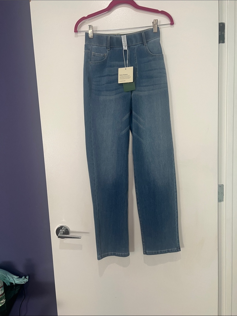 HALARA Women's Straight Leg Jeans in Medium Blue Wash